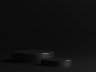 3d render luxury minimal product display podium on black background