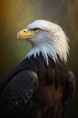 Obraz premium Portrait of an american bald eagle. Generative AI art.