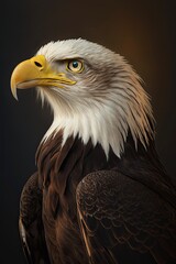 Obraz premium Portrait of an american bald eagle. Generative AI art.