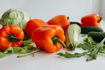 Different vegetables on a white background