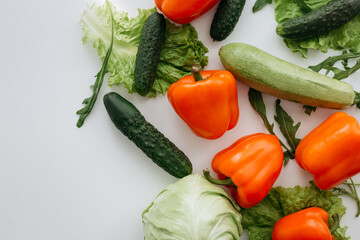 Different vegetables on a white background