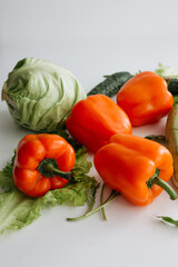 Different vegetables on a white background