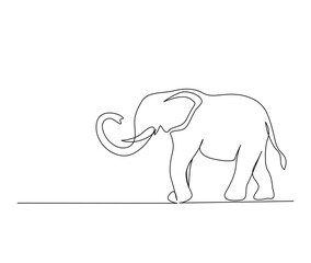 Continuous one line drawing of elephant. simple big elephant  line art design. Editable active stroke vector.