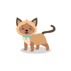 cute cartoon siamese  kitten isolated on white background.Vector illustration