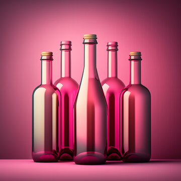 pink wine bottles Generative AI