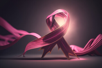 pink ribbon symbol of the fight against cancer Generative AI - obrazy, fototapety, plakaty