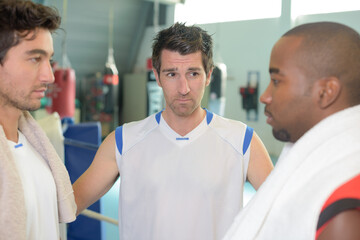 portrait of boxers face off