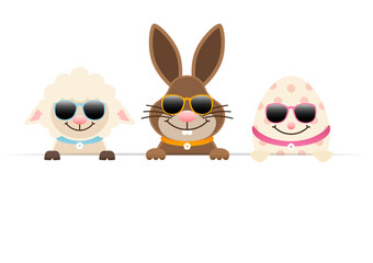 Schaf, Osterhase & Osterei Sonnenbrille Banner