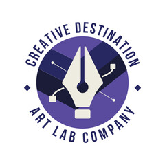 Design studio logo template for creative business. Designers agency badge for artists. Creative destination art lab company. Stock vector label isolated
