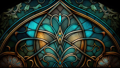 Stained glass Tiffany background photo created with Generative AI Technology