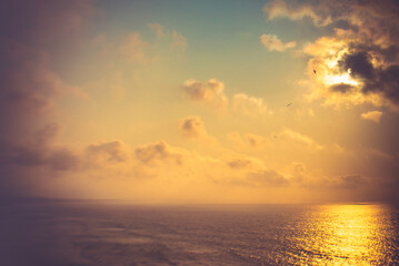 Golden sunset over the sea captured with a lensbaby lens