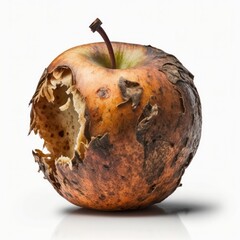 A rotting apple - an illustration of decay, bacteria, food waste, and environmental problems, generative ai - obrazy, fototapety, plakaty