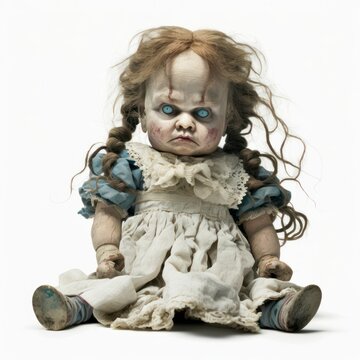 A creepy, evil, cursed Victorian doll - perfect for horror, Halloween, and scary stories generative ai