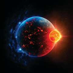 arth revolve around the red sun , twinkle blue stars - generative ai