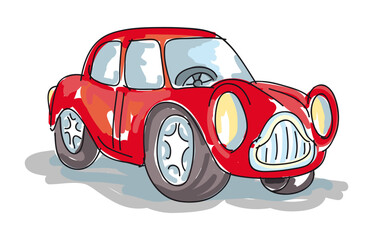 Fototapeta na wymiar red car isolated on white, vector illustration