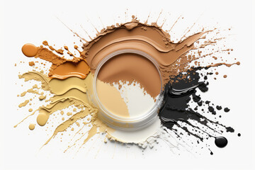 concealer make up smeared on isolated white background made by generative ai