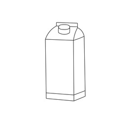 Vector isolated one single cartoon box of milk or juice  colorless black and white contour line easy drawing