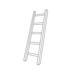 Vector isolated one single vertical ladder colorless black and white contour line easy drawing