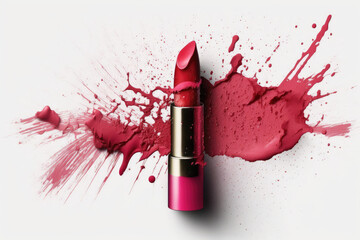 cosmetic lipstick with colors smeared on isolated white background