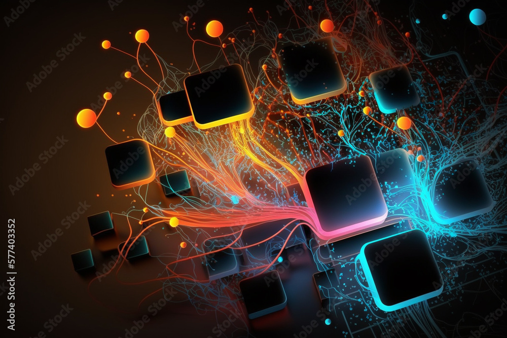 Aufkleber colorful abstract design of cyberspace and network connectivity for background created with generati