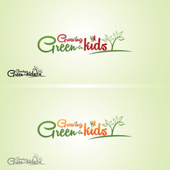 growing green kits logo design template