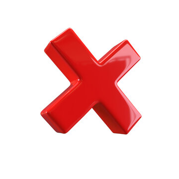 Red rejection icon render. 3D rejected sign. Check mark. Cross sign - can be used as symbols of wrong, close, deny etc. Created For Mobile, Web, Decor, Application. Illustration with clipping path