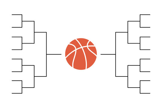 Basketball Tournament Bracket Templates On Transparent Background.