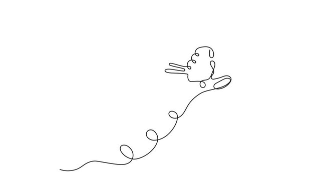 Butterfly continuous line animation. Minimalist contour insect in hand drawn. Cute butterfly video