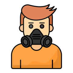 air-purifying respirators outline color concept, atmosphere-supplying respirators vector icon design, Environmental pollution symbol, Chemical Biological contamination sign, Pollutants illustration 