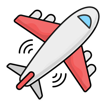 Airplane pollution outline color concept, carbon dioxide emission from passenger craft vector icon design, Environmental pollution symbol, Chemical Biological contamination sign, Pollutants illustrati