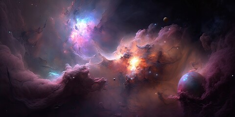 Obraz na płótnie Canvas A Space themed background with a nebula