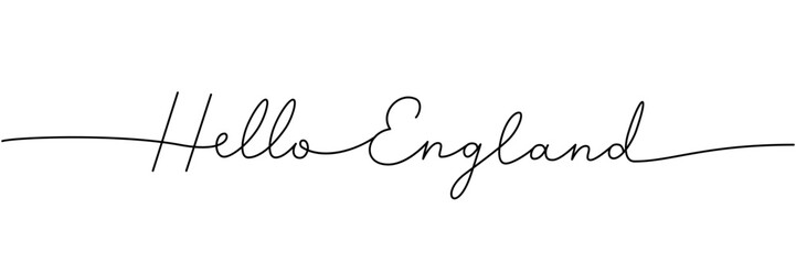 Hello England - word with continuous one line. Minimalist drawing of phrase illustration. England country - continuous one line illustration.