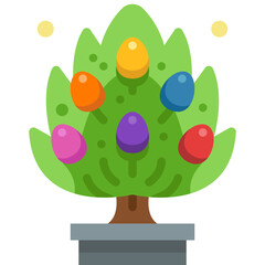 easter tree flat icon