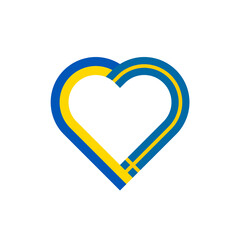 unity concept. heart ribbon icon of ukraine and sweden flags. PNG