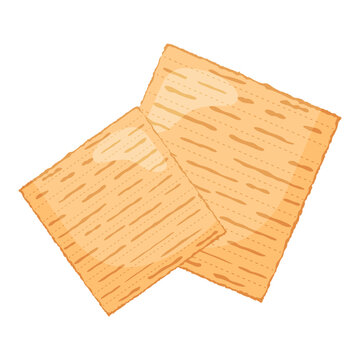 Vector matzah bread isolated on white background. Jewish Passover traditional food.