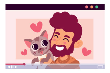 male owner with cat blogger