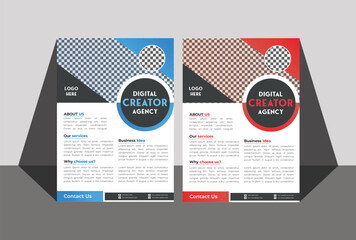 modern template, in blue & red color, and modern design, a bundle of 2 flyer template, , perfect for creative professional business