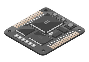 FC flight controller Circuit Board FPV Drone Racing freestyle Drone component parts isometric isolated illustration vector 