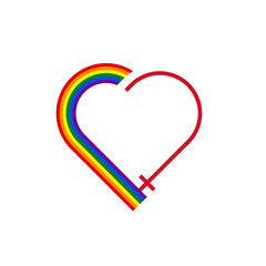 unity concept. heart ribbon icon of rainbow and england flags. PNG