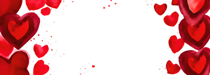 red hearts on white background, paint splashes background love, generative ai, valentine's day, wedding, mothers day, watercolor style