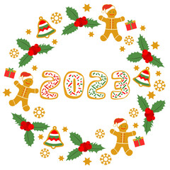 Vector Merry Christmas New Year 2023 Gingerbread