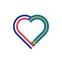 unity concept. heart ribbon icon of france and sweden flags. PNG