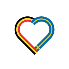 unity concept. heart ribbon icon of belgium and sweden flags. PNG