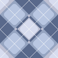 Argyle seamless pattern with blue, white and gray background. Great for fabric, shirt, textile, wallpaper, curtain and tablecloth, wallpaper, card