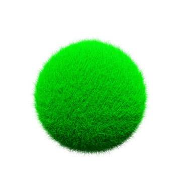 green ball Fur 3D element render, Typography fluffy style