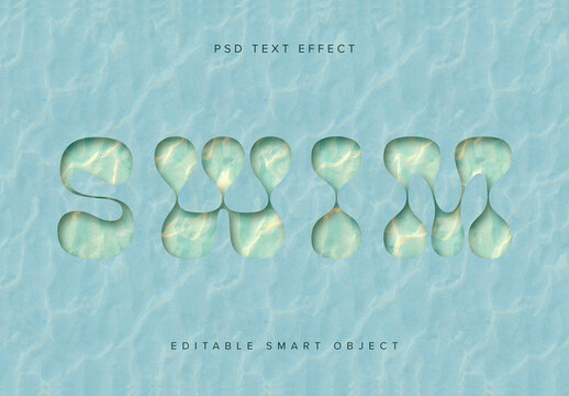 Water Texture Text Effect Mockup 