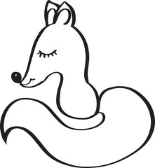 fox sleeps linear drawing wild red animal lives in the forest sleeps in a hole