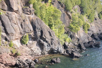 Rock formations by the water