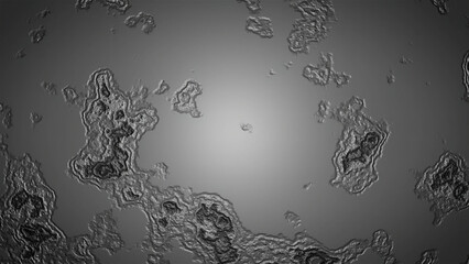 Abstract visualization of microorganisms under microscope. Motion. Viruses under microscope, human immune system virus moving across screen.