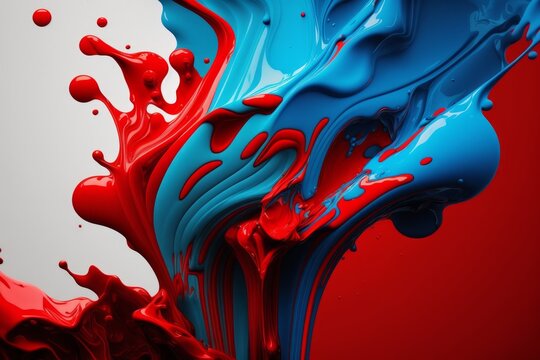 red and blue paint splash. Generative AI
